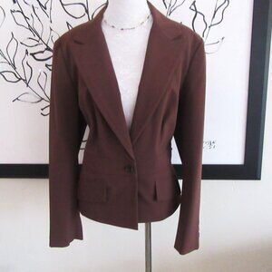 Worthington Works polyester/rayon blend brown semi fitted blazer jacket - 16